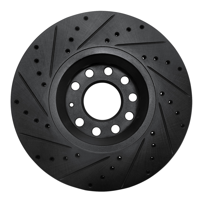 Audi A4 Quattro Brake Rotor (1) - Front Right - R1 Concepts - Drilled & Slotted - Black - `97-`06